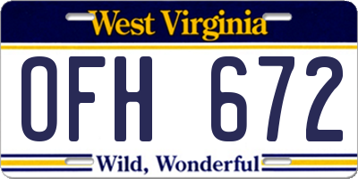 WV license plate OFH672