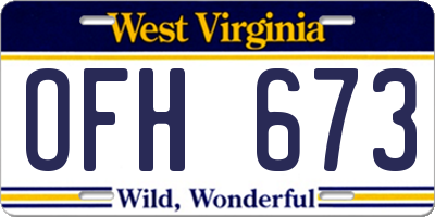 WV license plate OFH673