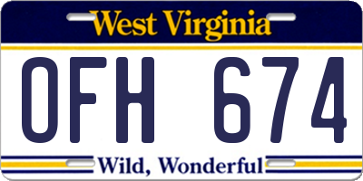 WV license plate OFH674