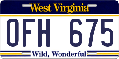 WV license plate OFH675