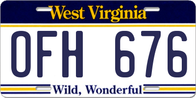 WV license plate OFH676
