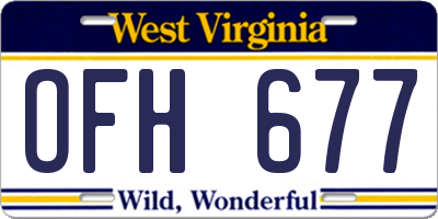 WV license plate OFH677