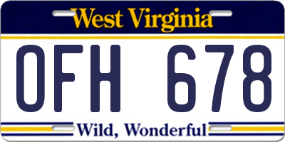 WV license plate OFH678