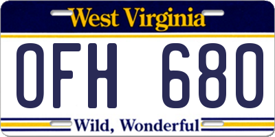 WV license plate OFH680