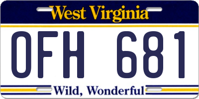 WV license plate OFH681