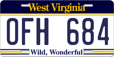 WV license plate OFH684