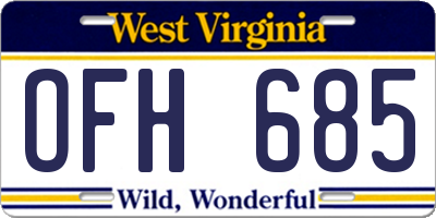 WV license plate OFH685