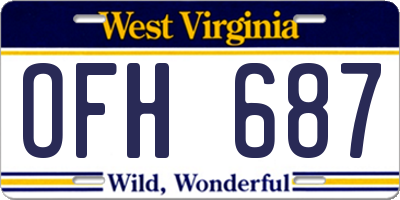 WV license plate OFH687
