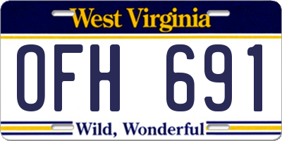 WV license plate OFH691