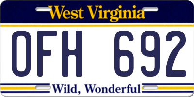 WV license plate OFH692