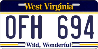 WV license plate OFH694