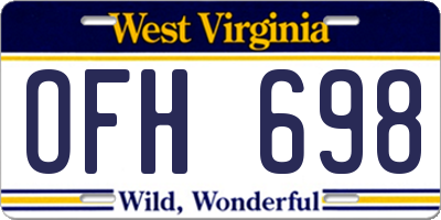 WV license plate OFH698