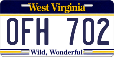 WV license plate OFH702