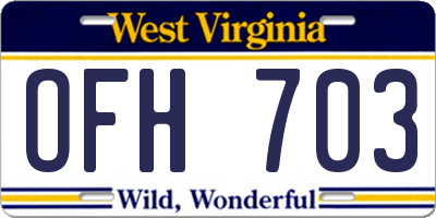WV license plate OFH703