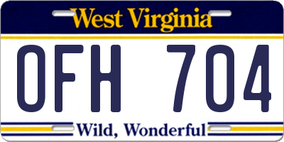 WV license plate OFH704