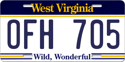 WV license plate OFH705