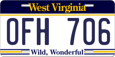 WV license plate OFH706