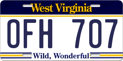 WV license plate OFH707