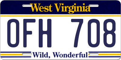 WV license plate OFH708