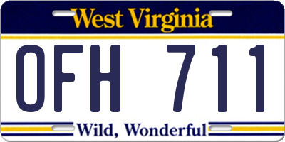 WV license plate OFH711