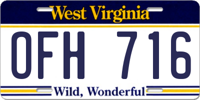 WV license plate OFH716