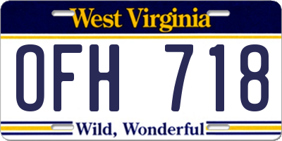 WV license plate OFH718