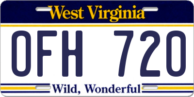 WV license plate OFH720