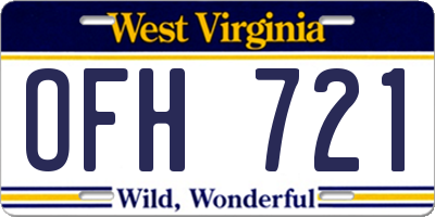 WV license plate OFH721