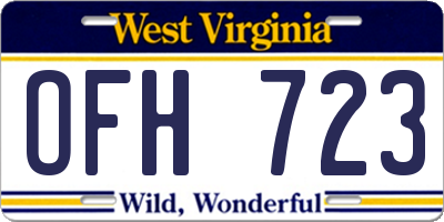 WV license plate OFH723
