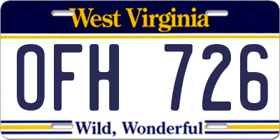 WV license plate OFH726