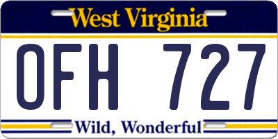 WV license plate OFH727