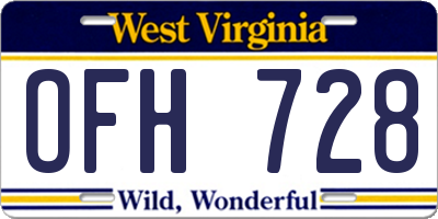 WV license plate OFH728
