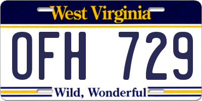 WV license plate OFH729
