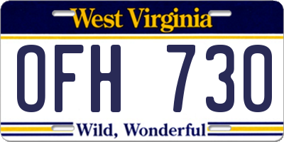 WV license plate OFH730