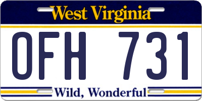 WV license plate OFH731
