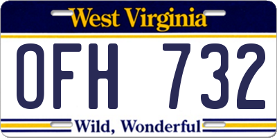 WV license plate OFH732