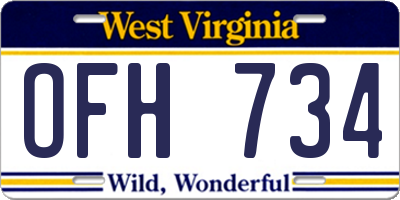 WV license plate OFH734