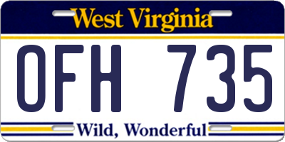 WV license plate OFH735