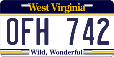 WV license plate OFH742