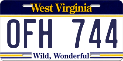 WV license plate OFH744