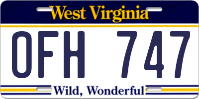 WV license plate OFH747