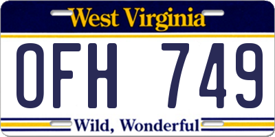 WV license plate OFH749