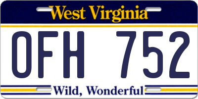 WV license plate OFH752