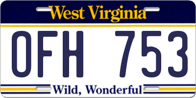 WV license plate OFH753