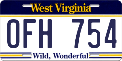 WV license plate OFH754