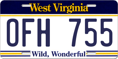 WV license plate OFH755