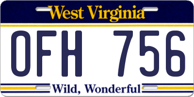 WV license plate OFH756
