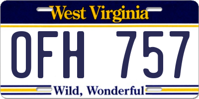 WV license plate OFH757
