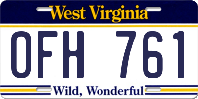 WV license plate OFH761