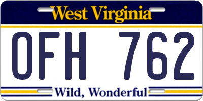 WV license plate OFH762